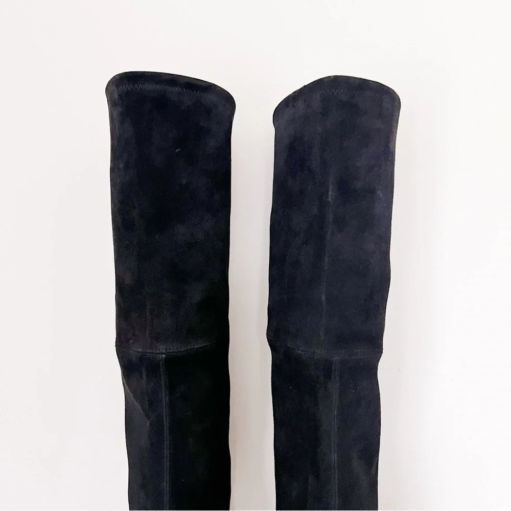 Stuart Weitzman • Highland Boot over the knee thigh high black suede heeled OTK